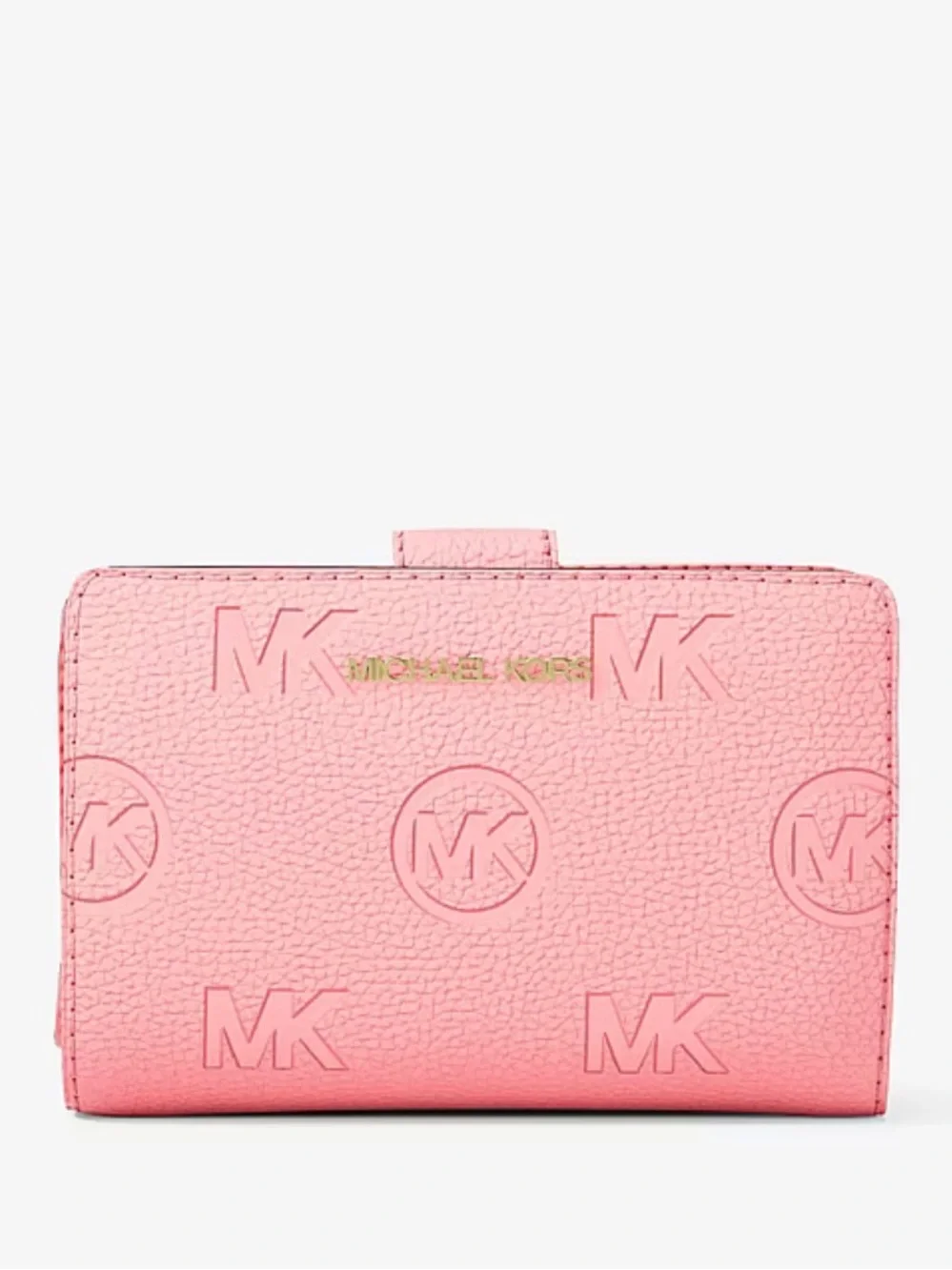 MICHAEL KORS Jet Set Travel Md Zip Coin Logo Debossed Bifold Wallet Carnation NW